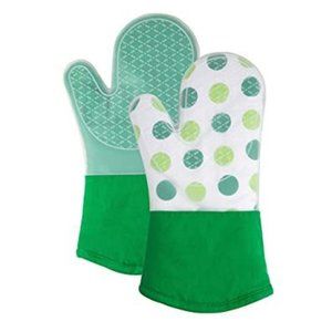 OVEN MITTS CLEAR SILICONE/POLKA DOTS- 2 Piece